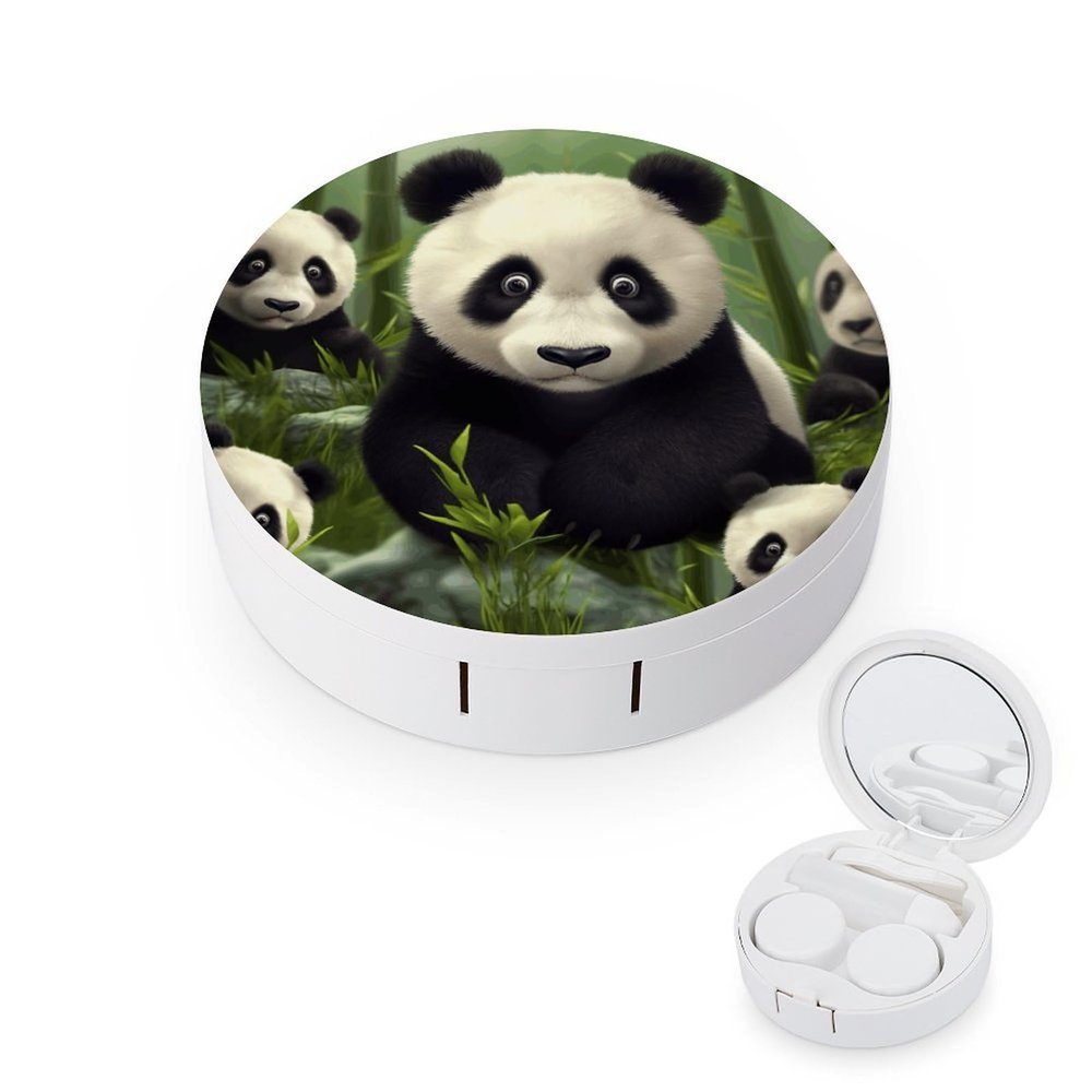 QWHJK Contact Lens Case,Cute Panda Print Plastic Contact Lens Case,contact Lens Care Box,ontact Lens Travel Box