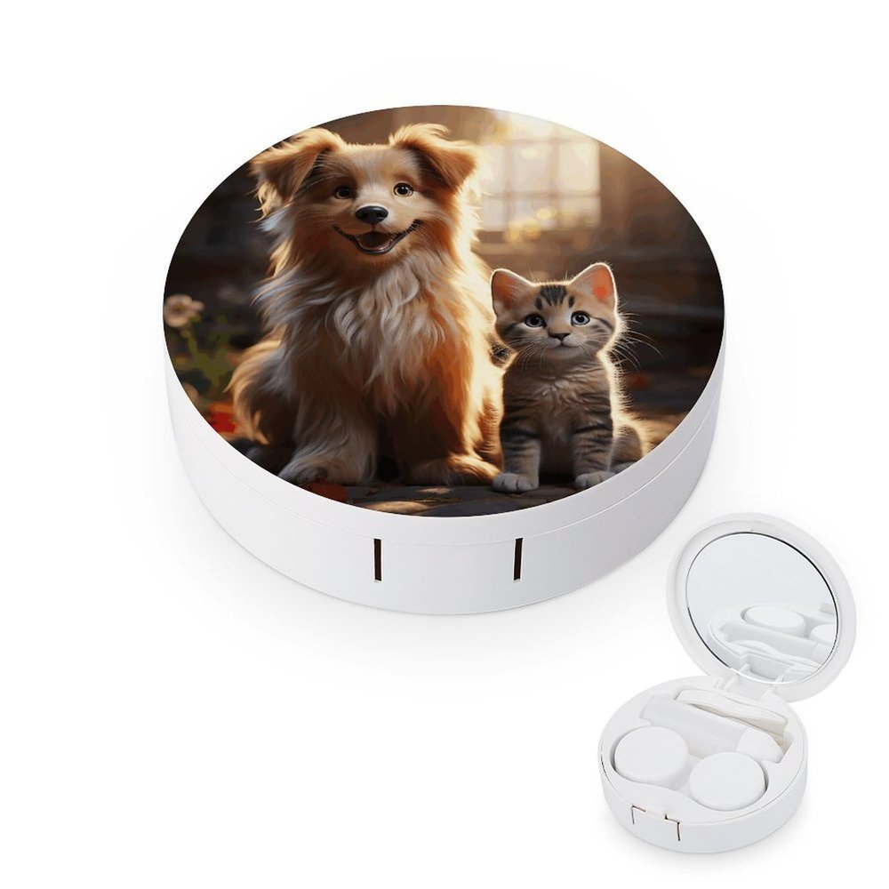 QWHJK Contact Lens Case,Dogs And Cats Print Plastic Contact Lens Case,contact Lens Care Box,ontact Lens Travel Box
