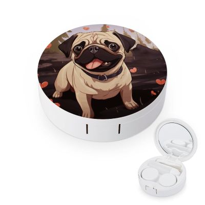 QWHJK Contact Lens Case,Cute Pug Print Plastic Contact Lens Case,contact Lens Care Box,ontact Lens Travel Box