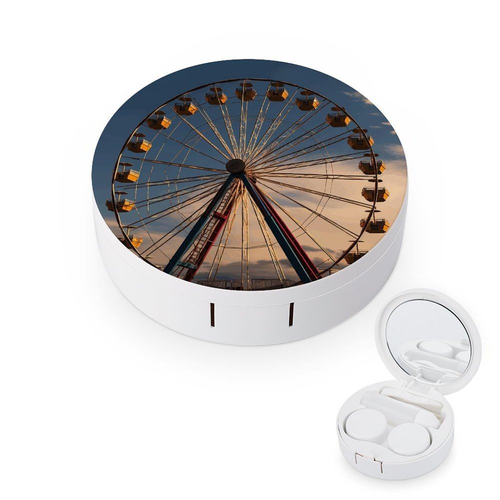 QWHJK Contact Lens Case,Ferris Wheel Print Plastic Contact Lens Case,contact Lens Care Box,ontact Lens Travel Box