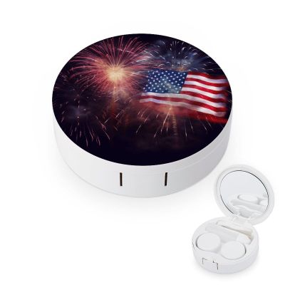 QWHJK Contact Lens Case,Firework American Flag Print Plastic Contact Lens Case,contact Lens Care Box,ontact Lens Travel Box