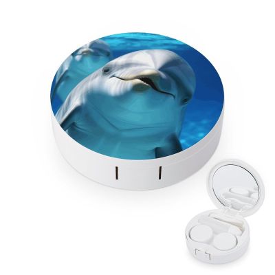 QWHJK Contact Lens Case,Dolphin with A Smile Print Plastic Contact Lens Case,contact Lens Care Box,ontact Lens Travel Box