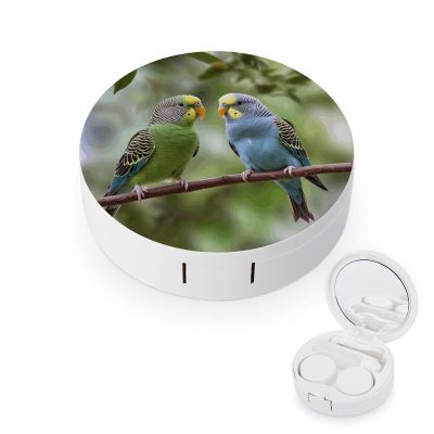 QWHJK Contact Lens Case,Blue And Green Parakeets Print Plastic Contact Lens Case,contact Lens Care Box,ontact Lens Travel Box