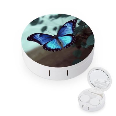 QWHJK Contact Lens Case,Blue Butterfly Print Plastic Contact Lens Case,contact Lens Care Box,ontact Lens Travel Box