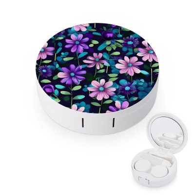 QWHJK Contact Lens Case,Purple Camellia Print Plastic Contact Lens Case,contact Lens Care Box,ontact Lens Travel Box