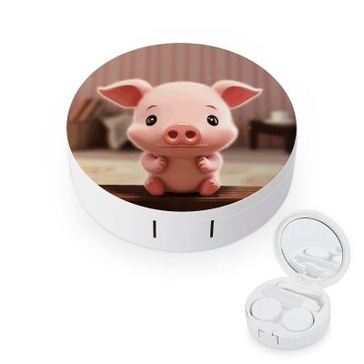 QWHJK Contact Lens Case,Cute Pig Print Plastic Contact Lens Case,contact Lens Care Box,ontact Lens Travel Box