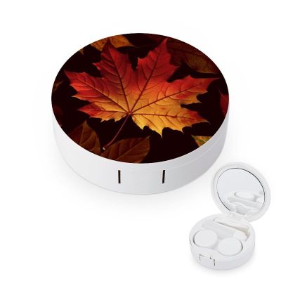 QWHJK Contact Lens Case,Fall Autumn Leaves Print Plastic Contact Lens Case,contact Lens Care Box,ontact Lens Travel Box