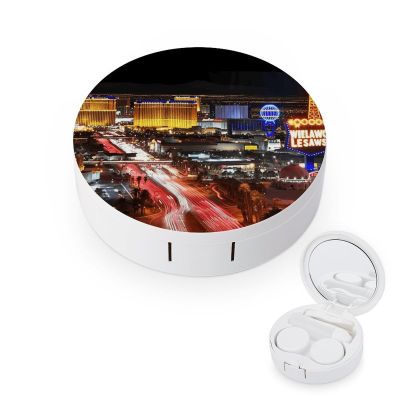 QWHJK Contact Lens Case,Las Vegas Night City Print Plastic Contact Lens Case,contact Lens Care Box,ontact Lens Travel Box
