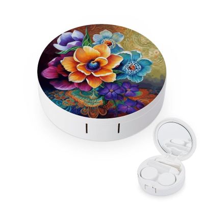 QWHJK Contact Lens Case,Flower Diamond Painting Print Plastic Contact Lens Case,contact Lens Care Box,ontact Lens Travel Box