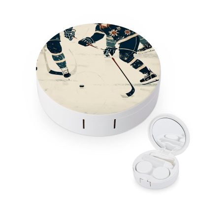 QWHJK Contact Lens Case,Ice Hockey Pattern Print Plastic Contact Lens Case,contact Lens Care Box,ontact Lens Travel Box