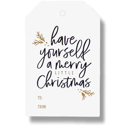 50 Pack Christmas Gift Tags with String Attached, Black and White Gift Tags for Christmas Presents, Personalized Holiday Xmas to from Gift Name Tags (3"X2")