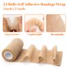 24 Rolls Self Adhesive Bandage Wrap, Vet Wrap 4 Inch for Horses Dogs Wounds Care Dressings, Elastic Self Stick Cohesive Bandage Wrap, Wrist, Sports, Ankle Tape Leg Wraps (Brown) view 2