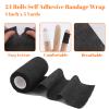 24 Rolls Self Adhesive Bandage Wrap, Vet Wrap 4 Inch for Horses Dogs Wounds Care Dressings, Elastic Self Stick Cohesive Bandage Wrap, Wrist, Sports, Ankle Tape Leg Wraps Black view 2