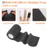 24 Rolls Self Adhesive Bandage Wrap, Vet Wrap 2 Inch, Dogs Bandages for Wounds Care Dressings, Elastic Self Stick Cohesive Bandage Wrap, Leg Wraps, Wrist Tape, Ankle, Sports, Tatto Grip Tape (Black) view 2