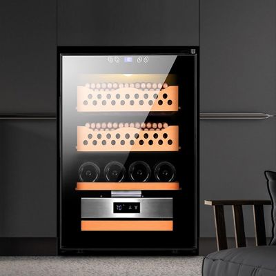 50L Electric Cigar Humidity Cabinet with Smart Panel, Temperature Control Cabinet, LED Lighted Cigar Humidor, 360 Cooling Cigar Fridge with Cedar Wood Shelves & Drawers, 200 Cigars+4 wine