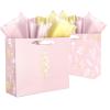 12 Pcs Pink Gift Bags with Handles and Tissue paper, Large Metallic Thank You Bag Bulk for Party Favor 11.8x10x4 in, Reusable Treat Bags for Birthday Brial Baby Shower Mothers Day & All Occasion view 1