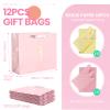 12 Pcs Pink Gift Bags with Handles and Tissue paper, Large Metallic Thank You Bag Bulk for Party Favor 11.8x10x4 in, Reusable Treat Bags for Birthday Brial Baby Shower Mothers Day & All Occasion view 3