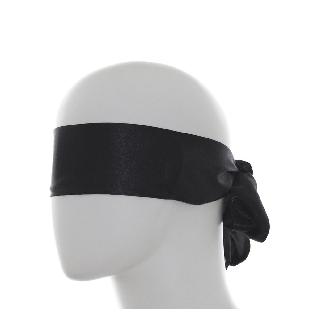 Black Silk Satin Eye Mask Adjustable Blindfold Soft Satin Eye Covers Long Ribbon Sexy Costume Accessories for Sleeping Relax