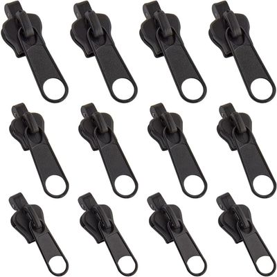 12 Pcs Black Fix Zip Puller -3 Sizes Zip Slider Repair Kit -Zipper Set for Jacket,Luggage,Backpacks Practical Accessories Travel -Kit Fix Black Zipper Rescue