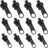 12 Pcs Black Fix Zip Puller -3 Sizes Zip Slider Repair Kit -Zipper Set for Jacket,Luggage,Backpacks Practical Accessories Travel -Kit Fix Black Zipper Rescue view 1