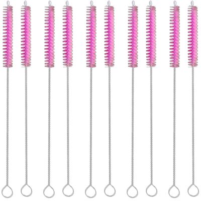 10 Pcs Sippy Cup Brush Cleaner Extra Long Straw Cleaner Brush Nylon Pipe Tube Cleaning Brush for Glass Metal Straw Pink