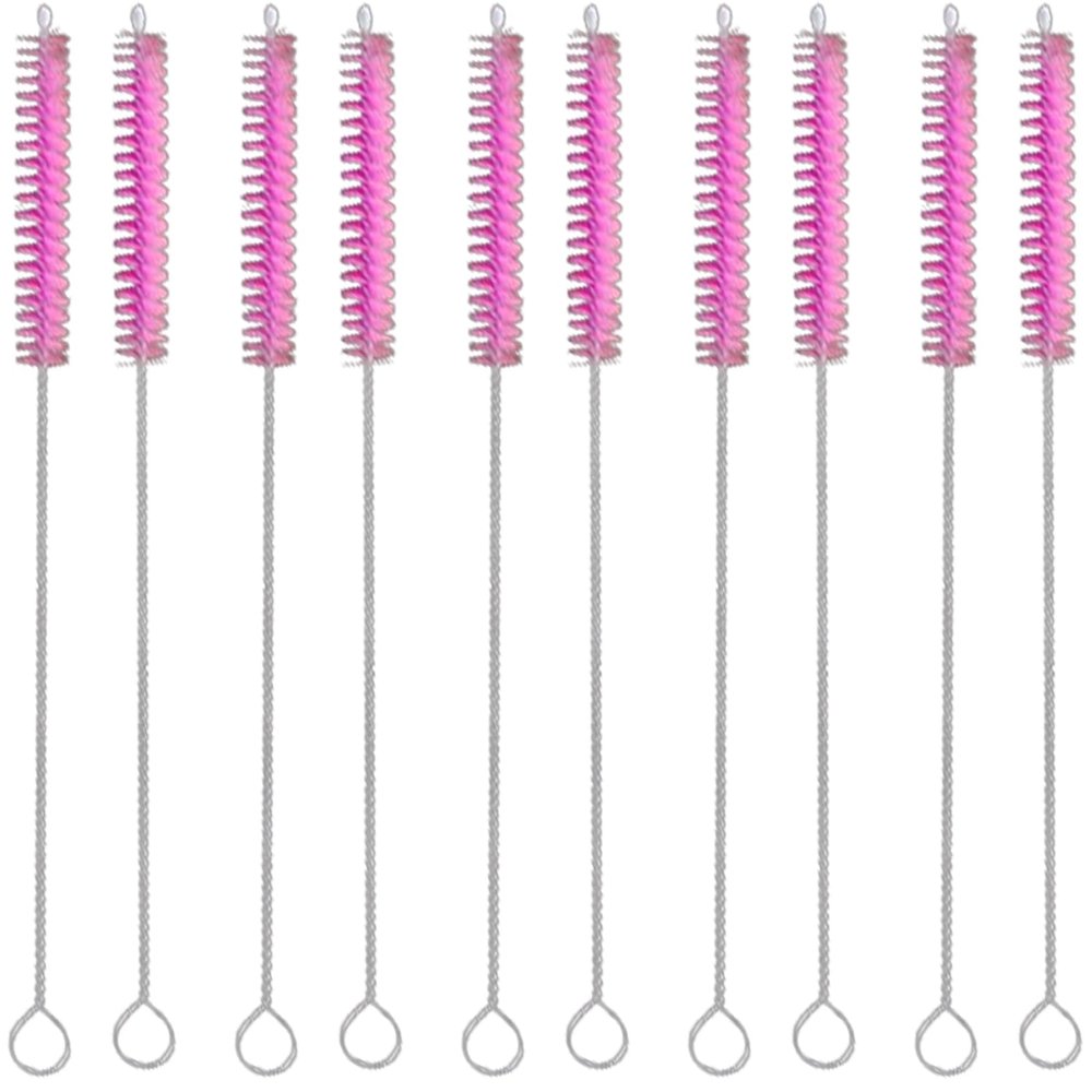 10 Pcs Sippy Cup Brush Cleaner Extra Long Straw Cleaner Brush Nylon Pipe Tube Cleaning Brush for Glass Metal Straw Pink