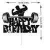Gym Fitness Happy Birthday Cake Topper Black Glitter Cake Decorations Bodybuilding Gym Weightlifting Barbell Sports Boys Man Fitness Lover Themed Birthday Party Supplies view 2