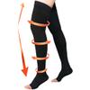 20-30 mmHg Compression Stockings for Women & Men, Thigh High Compression Socks Open Toe, Silicone Dot Band (Black, 2X-Large) view 1
