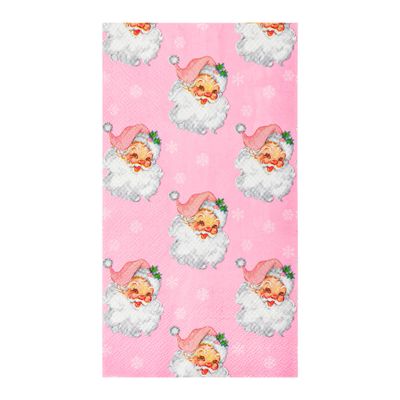 100Pcs Pink Christmas Paper Napkins Santa Claus Disposable Guest Towel Napkins Xmas Holiday Snowflakes Dinner Hand Napkin for Winter New Year Party Tableware Supplies
