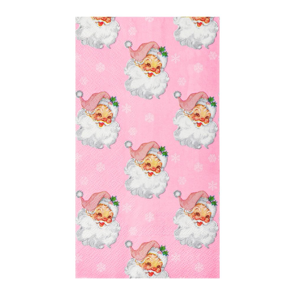 100Pcs Pink Christmas Paper Napkins Santa Claus Disposable Guest Towel Napkins Xmas Holiday Snowflakes Dinner Hand Napkin for Winter New Year Party Tableware Supplies