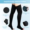 20-30 mmHg Compression Stockings for Women & Men, Thigh High Compression Socks Open Toe, Silicone Dot Band (Black, Large) view 3