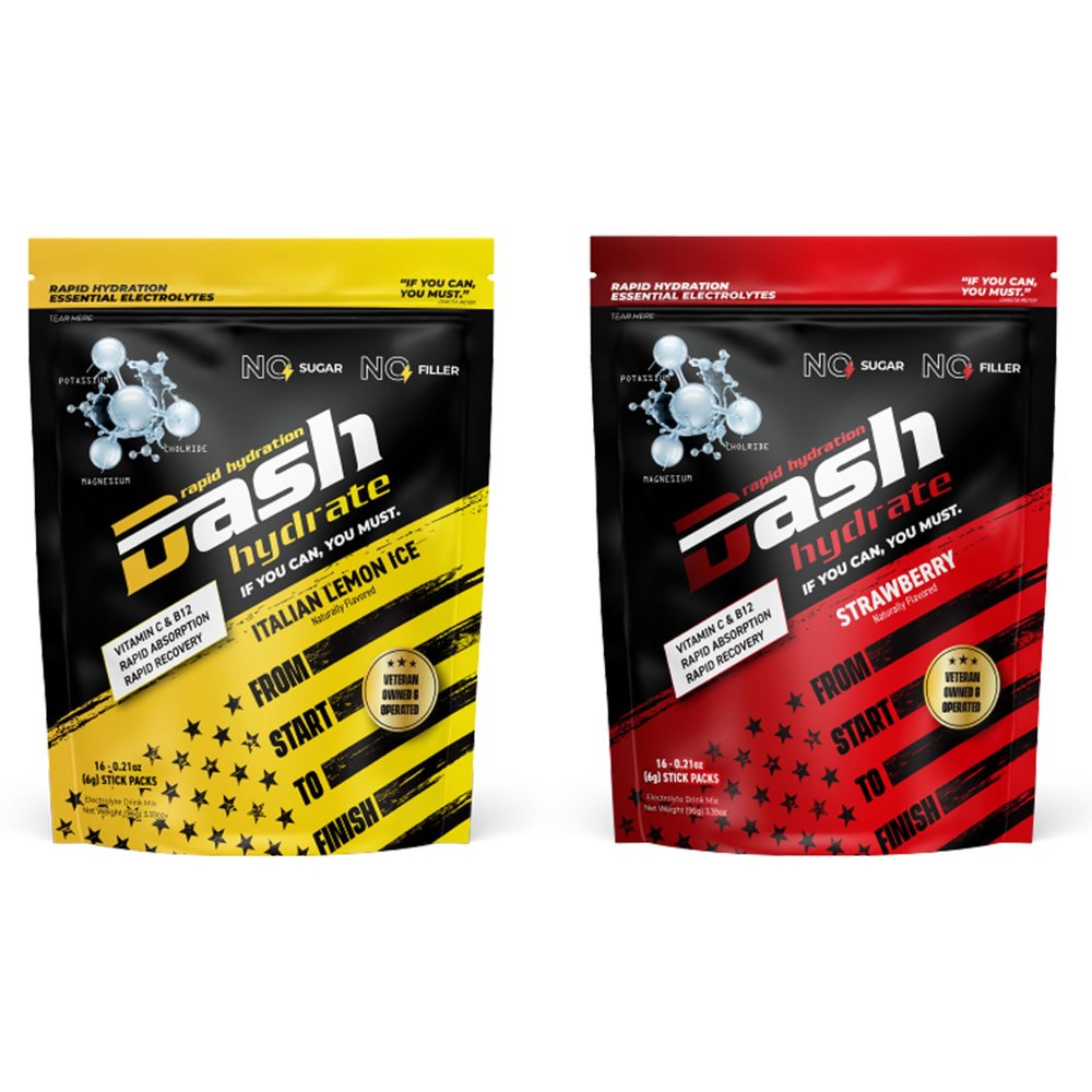 Rapid Hydration Electrolyte Drink Mix Packets | Rapid Absorption & Recovery with No Sugar | Variety Pack | 32 ct (16-Italian Lemon Ice and 16-Strawberry)