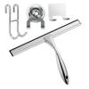 12'' Light Weight Stainless Steel Shower Squeegee for Glass Doors with 4 Pieces Set (1 Window Squeegee, 1 Door Hook and 2 Adhesive Hooks) Perfect Cleaning Tool for Car, Window, Bathroom Mirror view 1