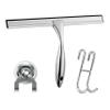 12'' Light Weight Stainless Steel Shower Squeegee for Glass Doors with 4 Pieces Set (1 Window Squeegee, 1 Door Hook and 2 Adhesive Hooks) Perfect Cleaning Tool for Car, Window, Bathroom Mirror view 2