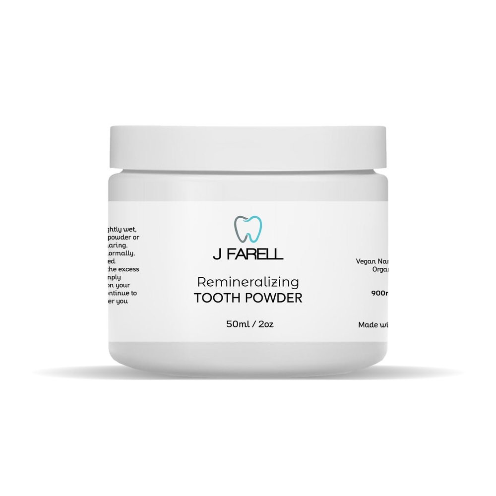Remineralizing Tooth Powder Organic with Vegan Plant-Based Hydroxyapatite Tooth Powder for Oral Health and Whitening Toothpaste Restore Repair Gentle Mild J FARELL