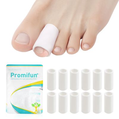 Promifun Silicone Toe Protectors 12 Pack Silicone Toe Sleeve for Hammer Toes, Corns, Calluses, Blisters Soft Gel Toe Tube Pads for Pain Relief