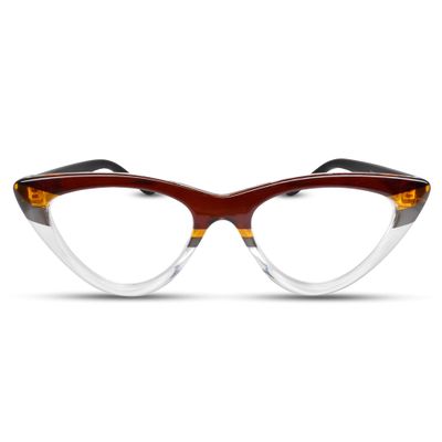 2SeeLife Premium Cat Eye Reading Glasses for Women  NarrowMedium Fit, Sturdy Frame, Spring Hinges, Stylish Funky Readers, Brown Stripes, +4.00