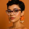 2SeeLife Premium Cat Eye Reading Glasses for Women  NarrowMedium Fit, Sturdy Frame, Spring Hinges, Stylish Funky Readers, Brown Stripes, +4.00 view 3