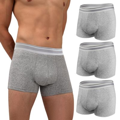 REELINDRY Mens Incontinence Underwear 2.3 oz Absorbency Protection Adult Leak Proof Boxer Briefs Washable Bladder Leakage Cotton 3 Pack (3 Light Gray, XL)