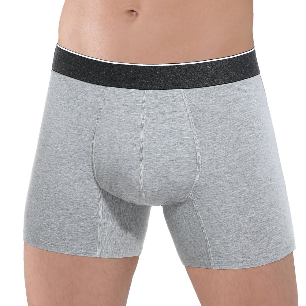 REELINDRY Incontinence Underwear for Men Washable Absorbent 2.3 oz Leak Proof Prostate Bladder Control Boxer Briefs 1 Pack (Light Gray, 2XL)