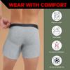 REELINDRY Washable Incontinence Underwear for Men Absorbent 2.3 oz Leak Proof Boxer Briefs Bladder Control 3 Pack (1 Black-2 Light Gray, L) view 3