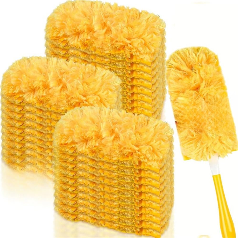 30-Piece Replacement Dust Collector with 1 Handle, Odorless Dust Collector Kit, Replacement Multi-Surface Dust Collector for Cleaning, Disposable Static Microfiber Dust Collector. (Yellow)