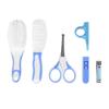 6pcs Baby Nail Care Kit, Hair Brush, Comb, Clippers, Scissors for Infants and Children, Portable Nursery Travel Set (Blue view 1