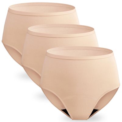 Women Leak Proof Incontinence Underwear Washable Absorbency Protective Postpartum Panties 2.0 OZ Bladder Control 3 Pack (3 Beige, M)