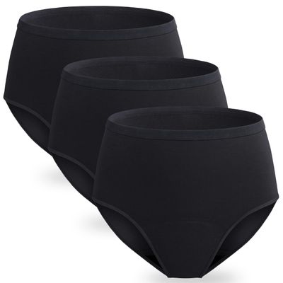 Women Leak Proof Incontinence Underwear Washable Absorbency Protective Postpartum Panties 2.0 OZ Bladder Control 3 Pack (3 Black, 2XL)