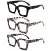 REAVEE 3 Pack Oprah Style Oversized Reading Glasses for Women Men, Blue Light Blocking Computer Thick Frame stylish Square Readers with Spring Hinge((Black/Grey Tortoise/Clear Tortoise, 1.75) view 2