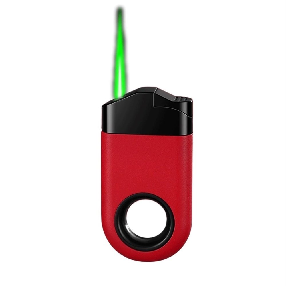 Metal Butane Lighter, Windproof Lighter, Green Flame Lighter, Multifunctional Lighter, Adjustable Flame Lighter, Suitable for Hiking, Camping, Gifts for Men and Women.(Red)