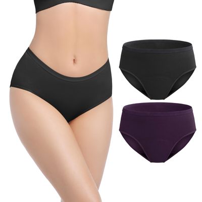 REELINDRY Incontinence Underwear for Women Washable, 2 oz Maximum Abosrbency Panties for Bladder Leak Proof Protection 2 Pack (Black-Berry, 2XL)