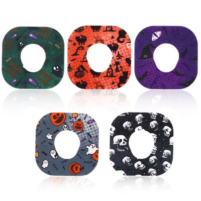 25pcs Adhesive Patches for Dexcom G7, 5 Styles Halloween Pattern CGM Sensor Patches Waterproof Sweatproof Sensor Stickers Overpatch for Dexcom G7