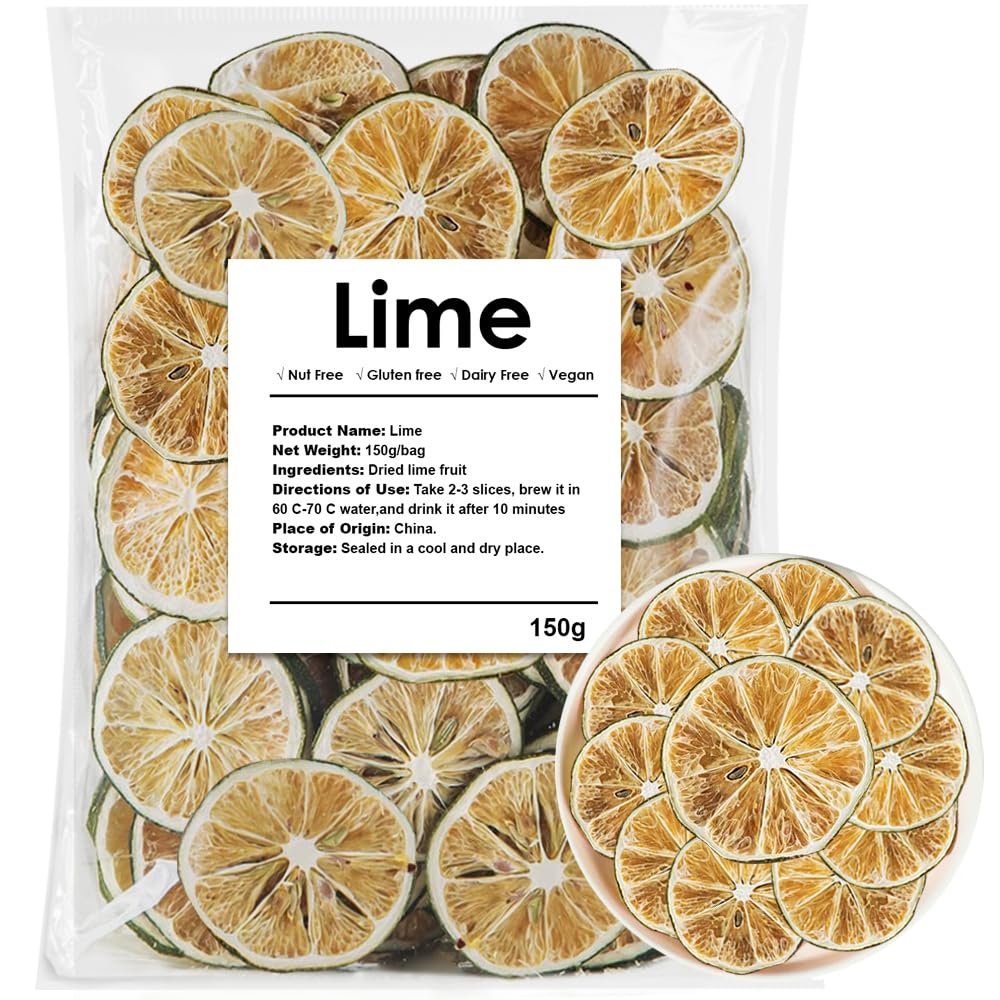 Dehydrated Dry Lime For Cocktails, Dried Lime Slices5.3oz/150g, 100% Natural & No Additives, No Sugar Added (5.3 oz)